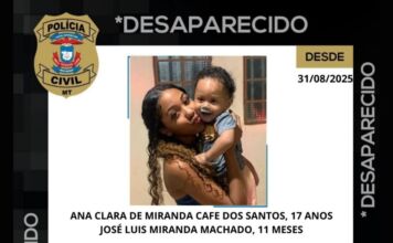Adolescente foge com bebê de 11 meses em Cuiabá; família pede ajuda para encontrá-los