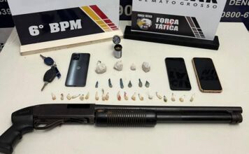 PM fecha ponto de facção e apreende espingarda 12 em Cáceres